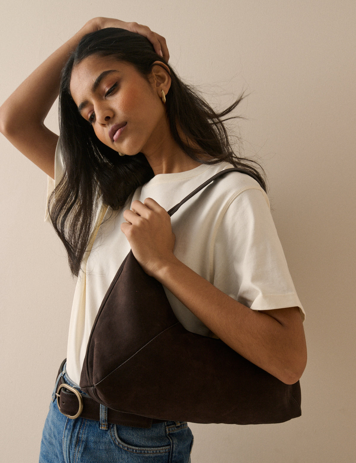 Brown Suede Shoulder Bag