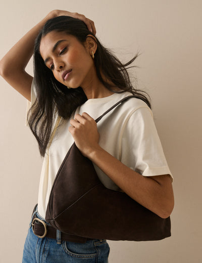 Brown Suede Shoulder Bag