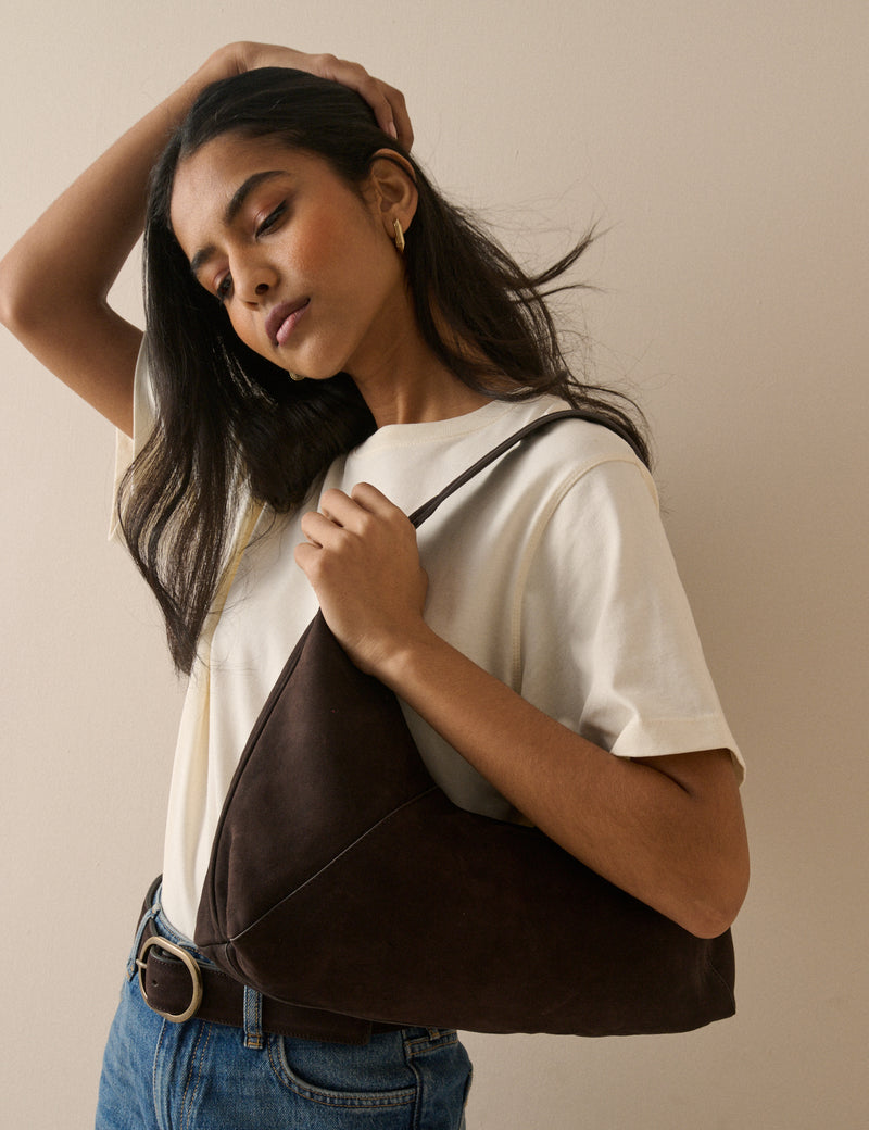 Brown Suede Shoulder Bag