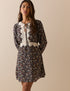 Navy Ditsy Floral Lace Trim Priscilla Mini Dress