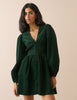 Emerald Green Balloon Sleeve Riley Cord Mini Dress