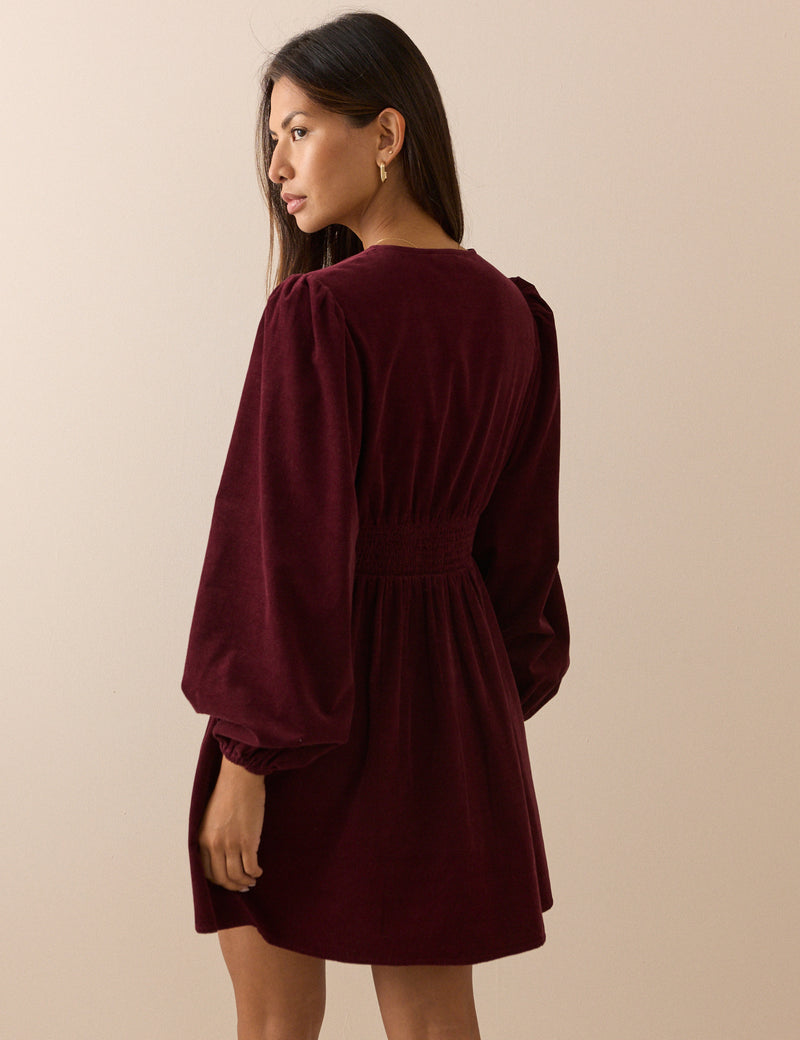 Burgundy Cord Riley Mini Dress
