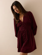 Burgundy Cord Riley Mini Dress
