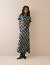 Blue Check Blaine Midi Dress