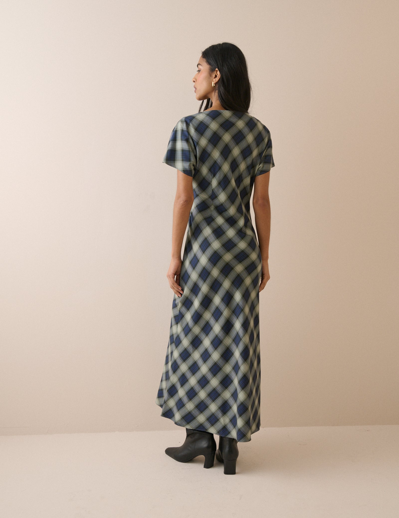 Blue Check Blaine Midi Dress
