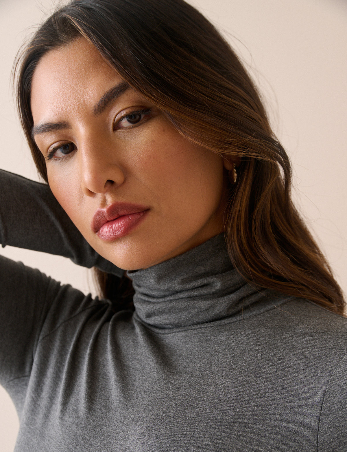 Grey Roll Neck Jersey Top