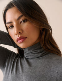 Grey Roll Neck Jersey Top