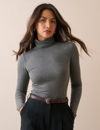 Grey Roll Neck Jersey Top