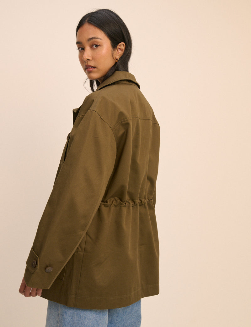 Khaki Funnel Neck Norine Utility Jacket