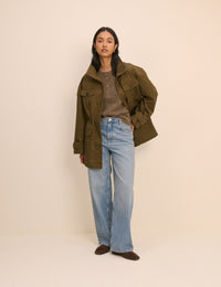 Khaki Funnel Neck Norine Utility Jacket