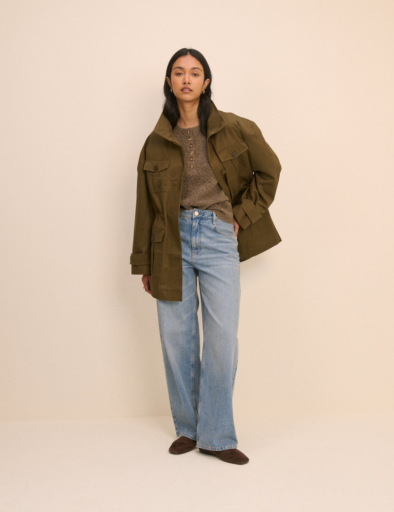 Khaki Funnel Neck Norine Utility Jacket