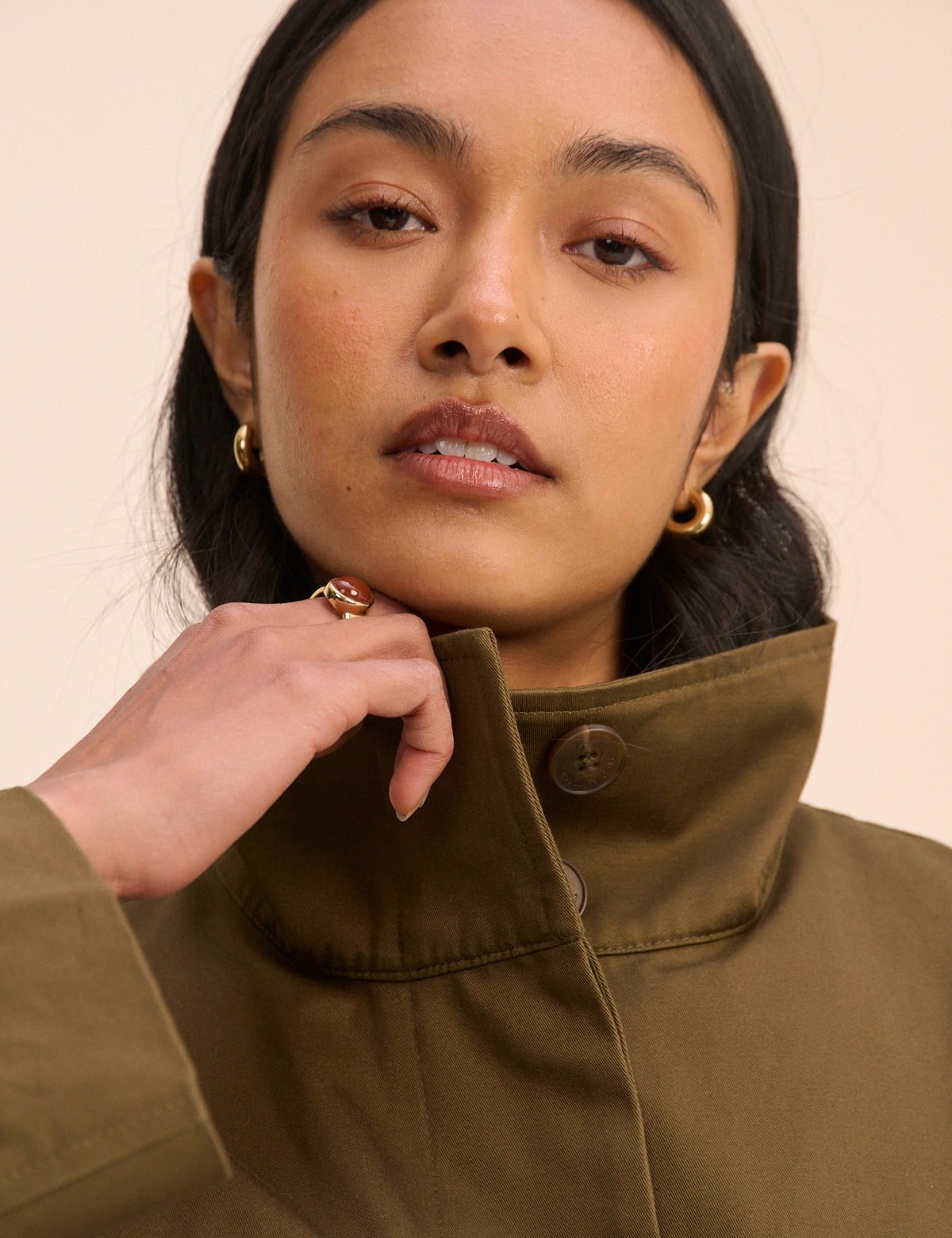 Khaki Funnel Neck Norine Utility Jacket