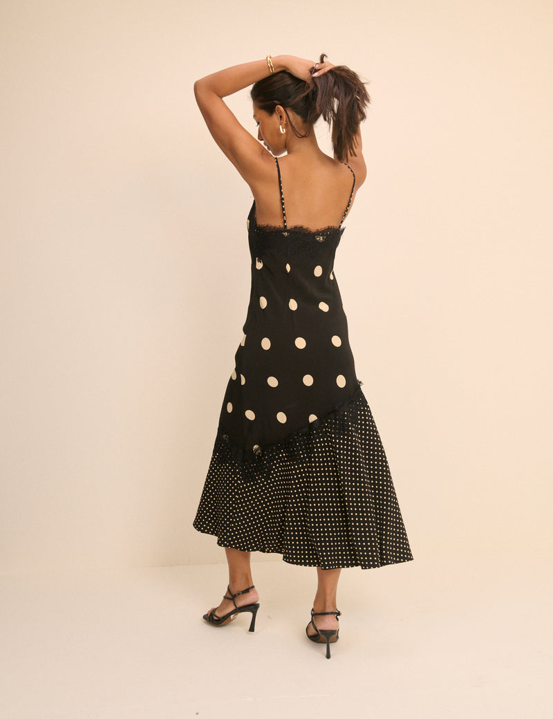 Petite Black Polka Dot Natasha Maxi Dress