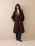 Chocolate Brown Tartan Trim Trench Coat