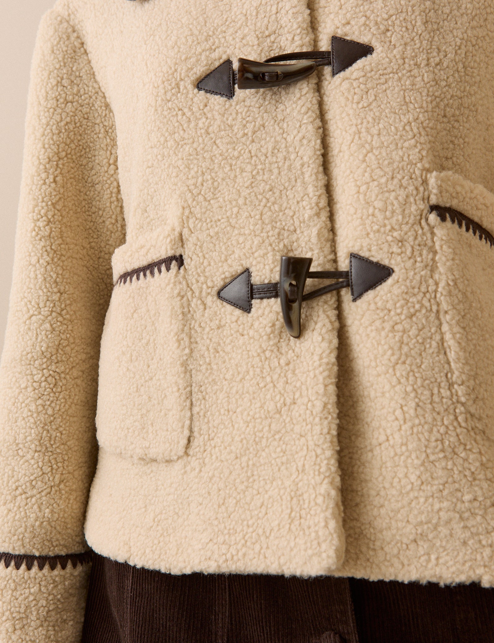 Cream Oversized Collar Borg Jacket