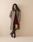 Blue and Red Heritage Check Faux Fur Collar Coat