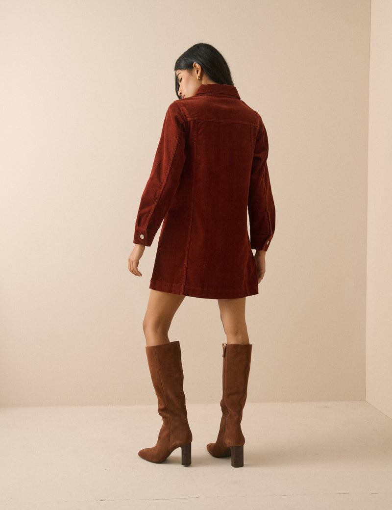 Rust Orange Cord Sheena Shirt Dress