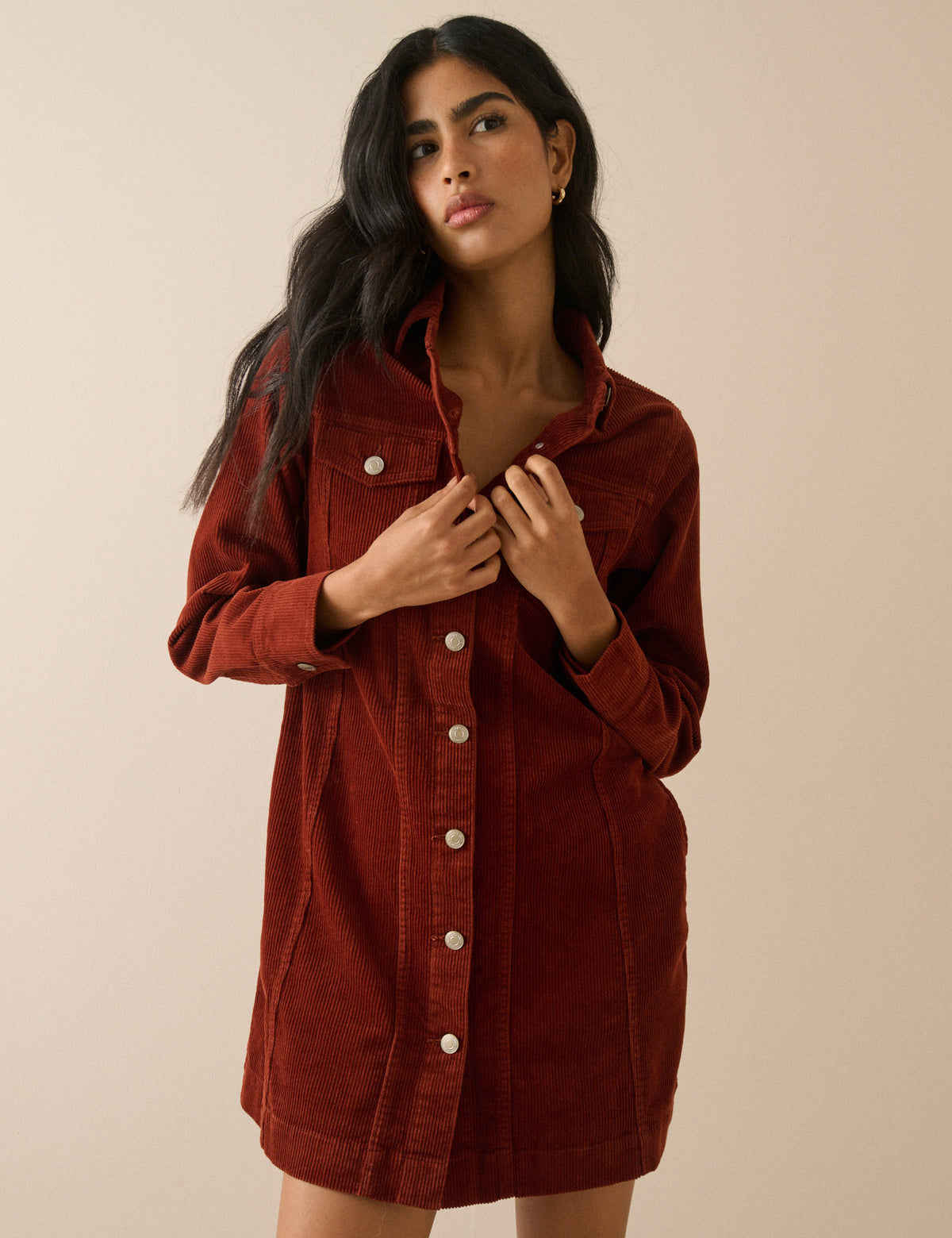 Rust Orange Cord Sheena Shirt Dress