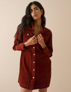 Rust Orange Cord Sheena Shirt Dress