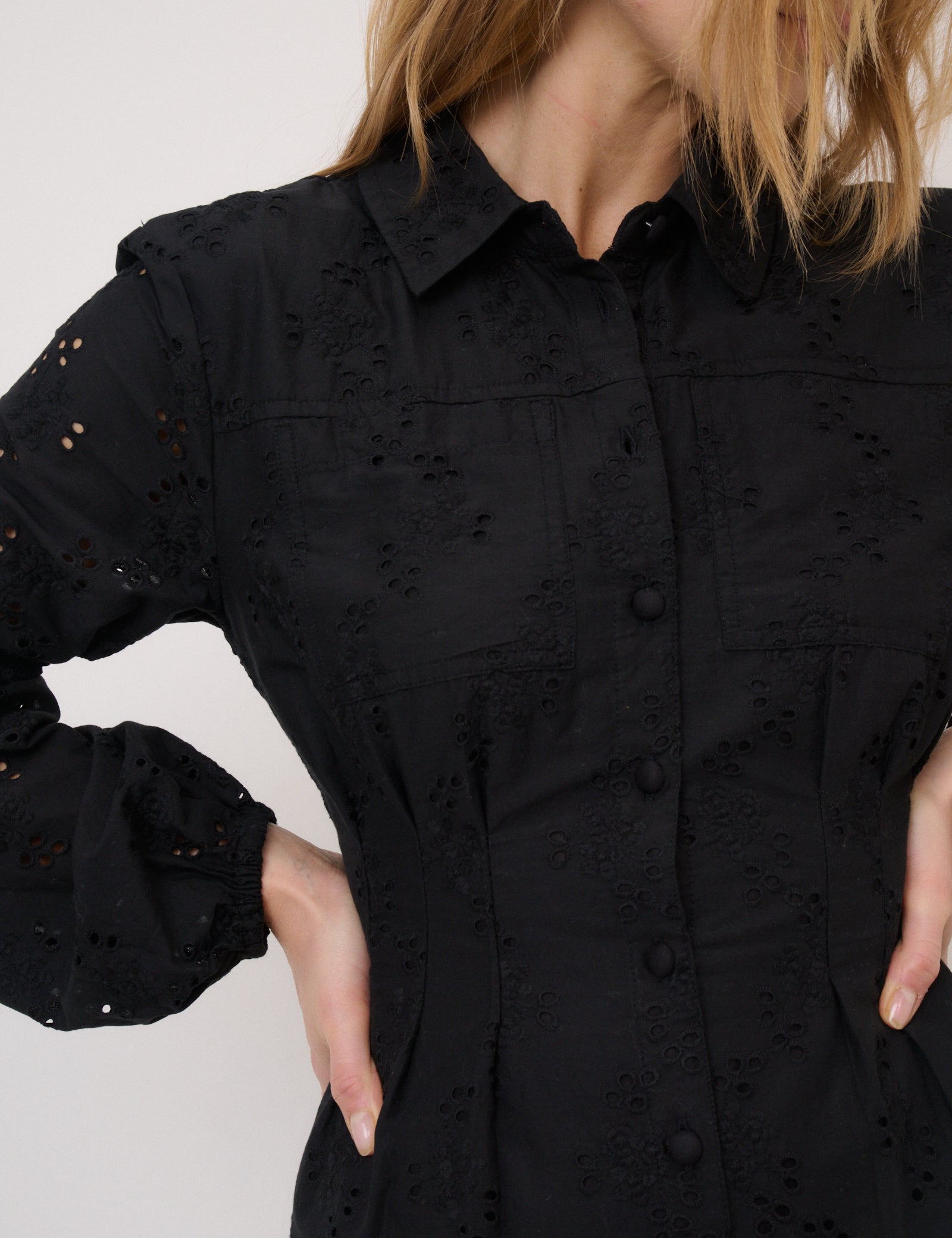 Black Broderie Anglaise Montego Mini Shirt Dress
