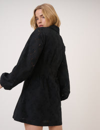 Black Broderie Anglaise Montego Mini Shirt Dress