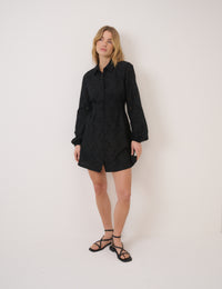 Black Broderie Anglaise Montego Mini Shirt Dress