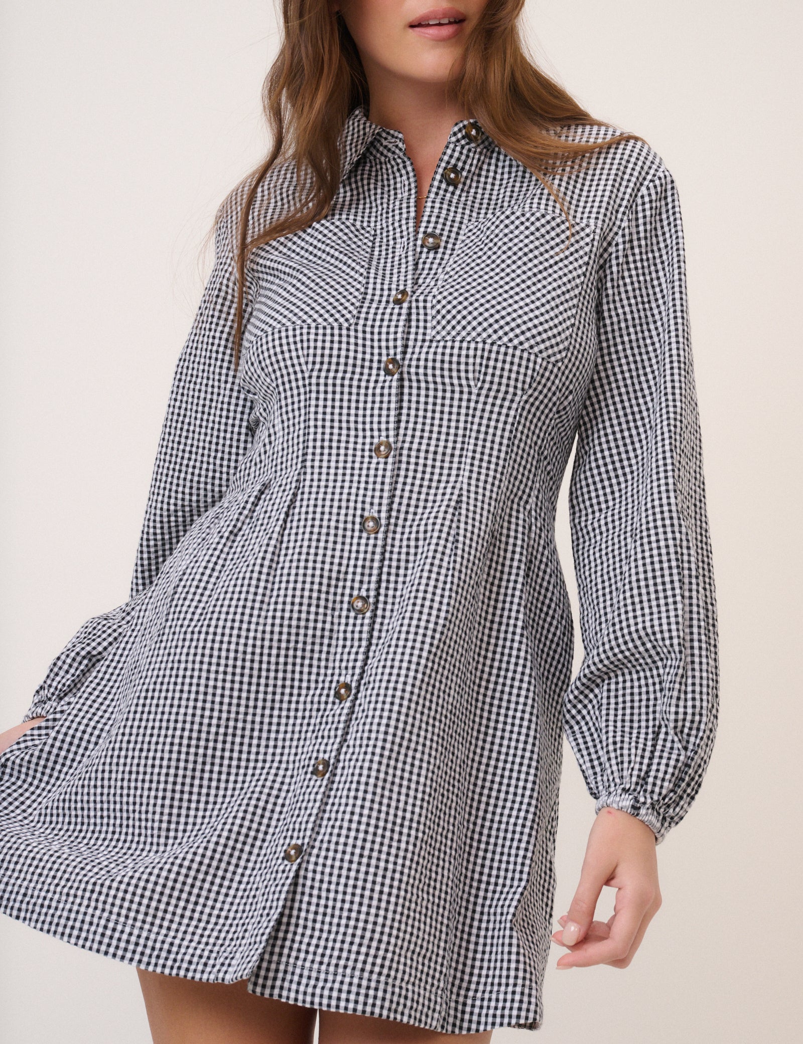 Black Gingham Montego Mini Dress