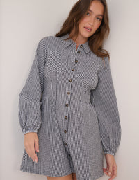 Black Gingham Montego Mini Dress