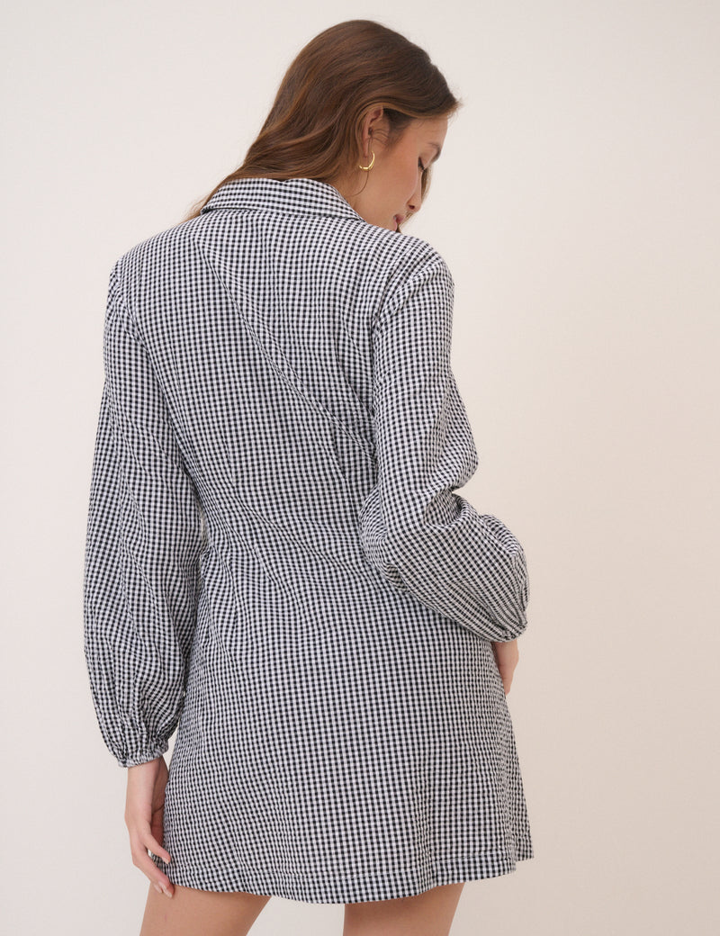 Black Gingham Montego Mini Dress