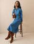 Mid Wash Denim Midi Shirt Dress