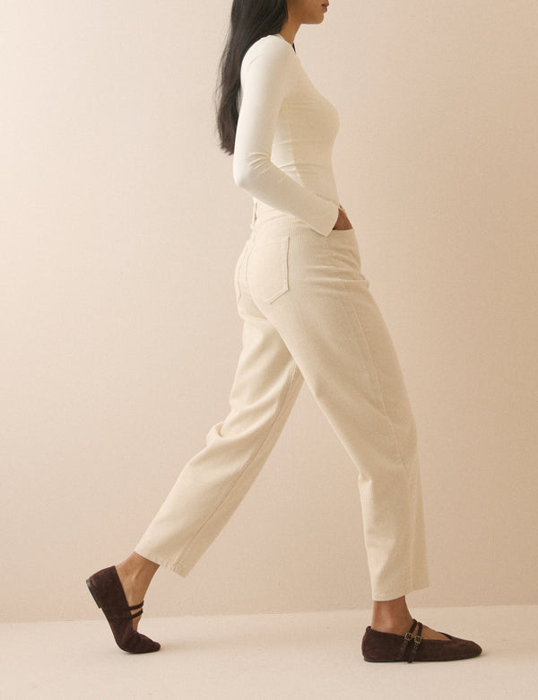 Cream Cord Putney Barrel Leg Jeans