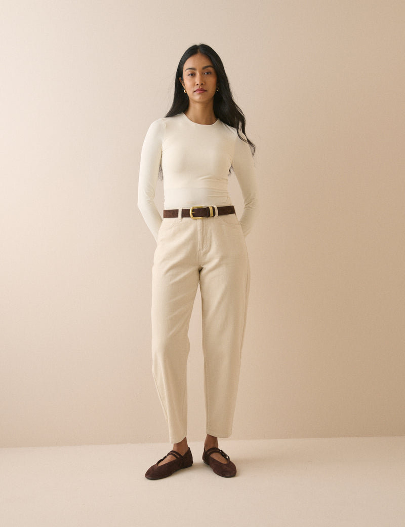 Cream Cord Putney Barrel Leg Jeans
