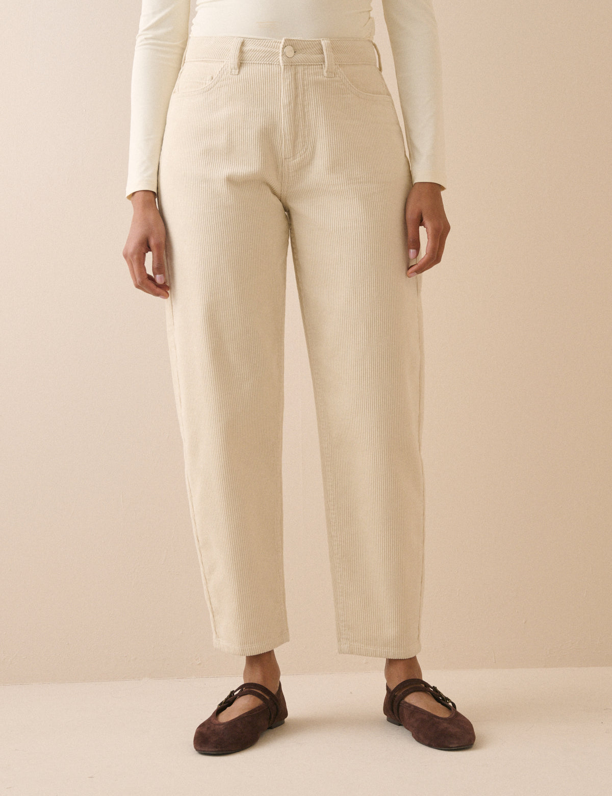 Cream Cord Putney Barrel Leg Jeans