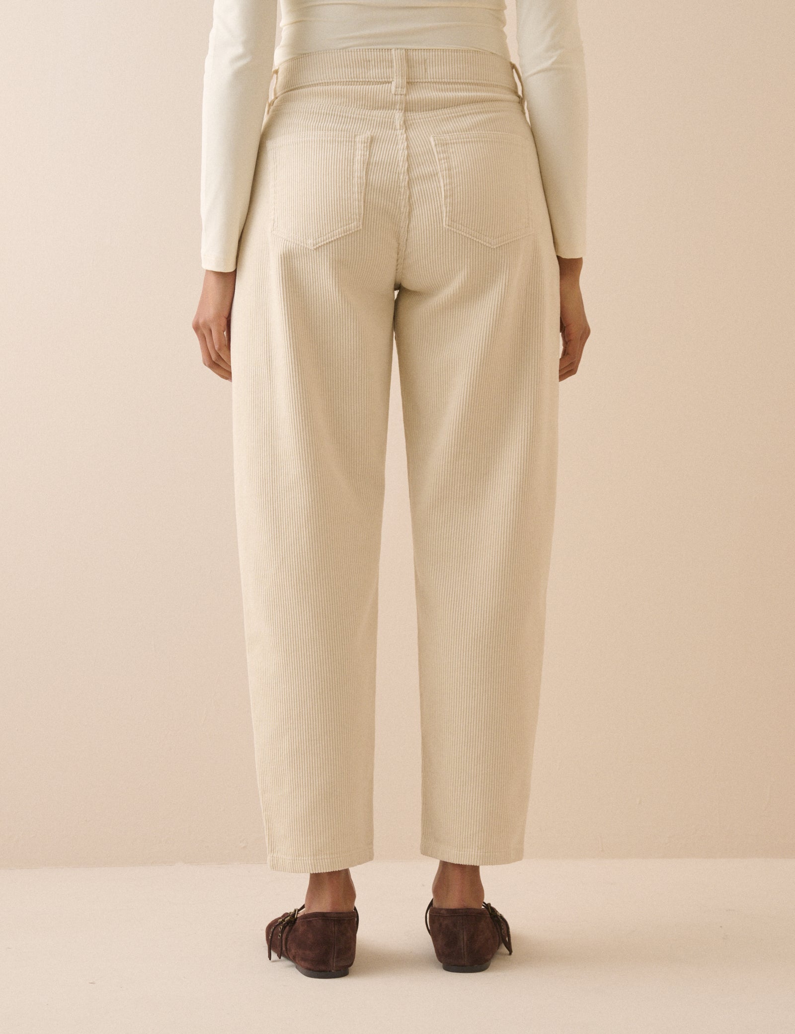 Cream Cord Putney Barrel Leg Jeans