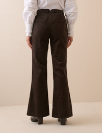 Dark Brown Cord Flared Trousers