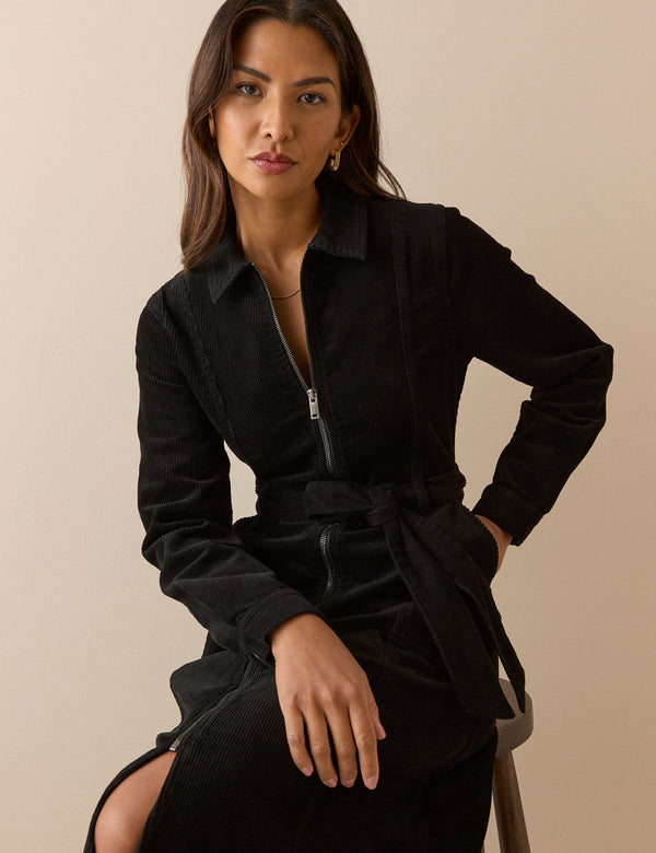 Black Cord Kai Shirt Dress