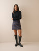 Blue and Grey Tartan Wool-Blend Mini Skirt
