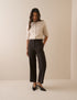 Brown Crepe Cigarette Trousers