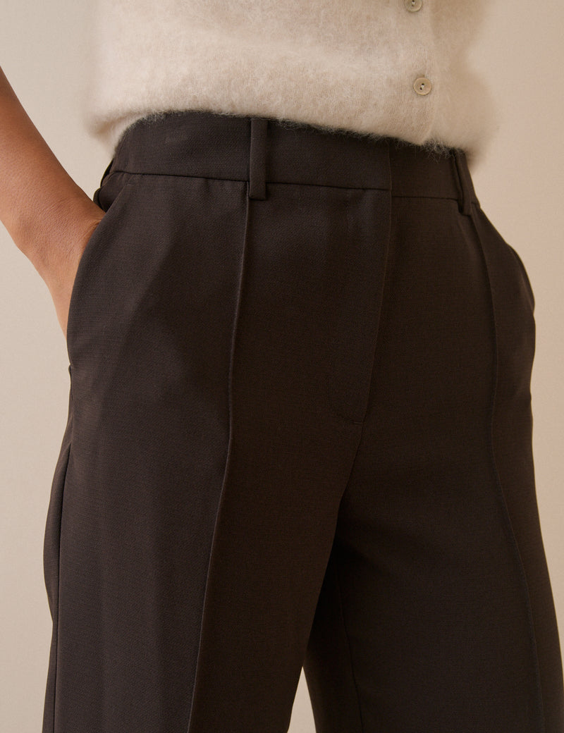 Brown Crepe Cigarette Trousers