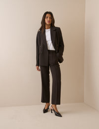 Brown Crepe Cigarette Trousers
