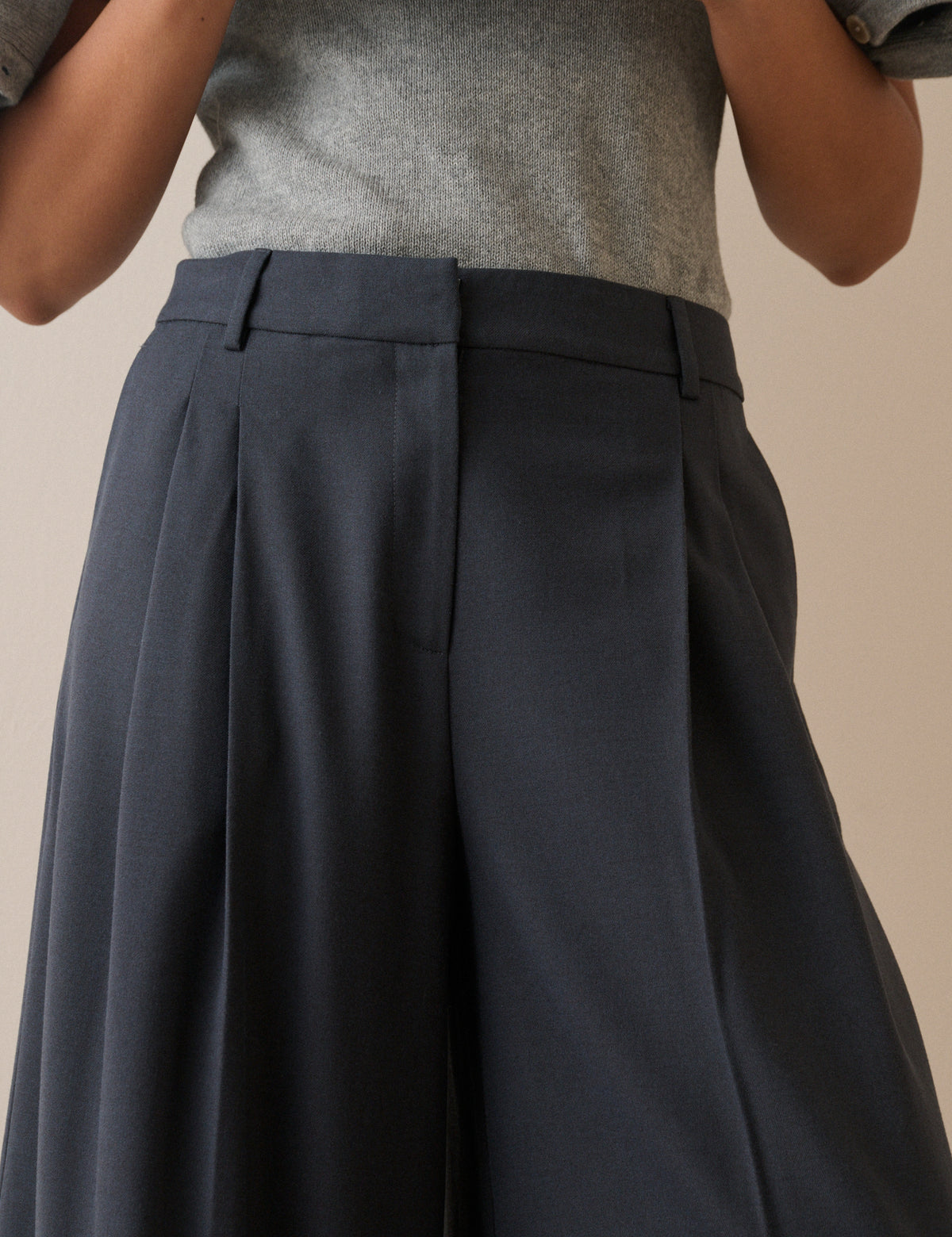 Grey Super Wide Leg Trousers
