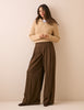 Brown Pinstripe Super Wide Leg Trousers
