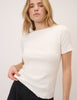 Cream Boat Neck Ribbed Top