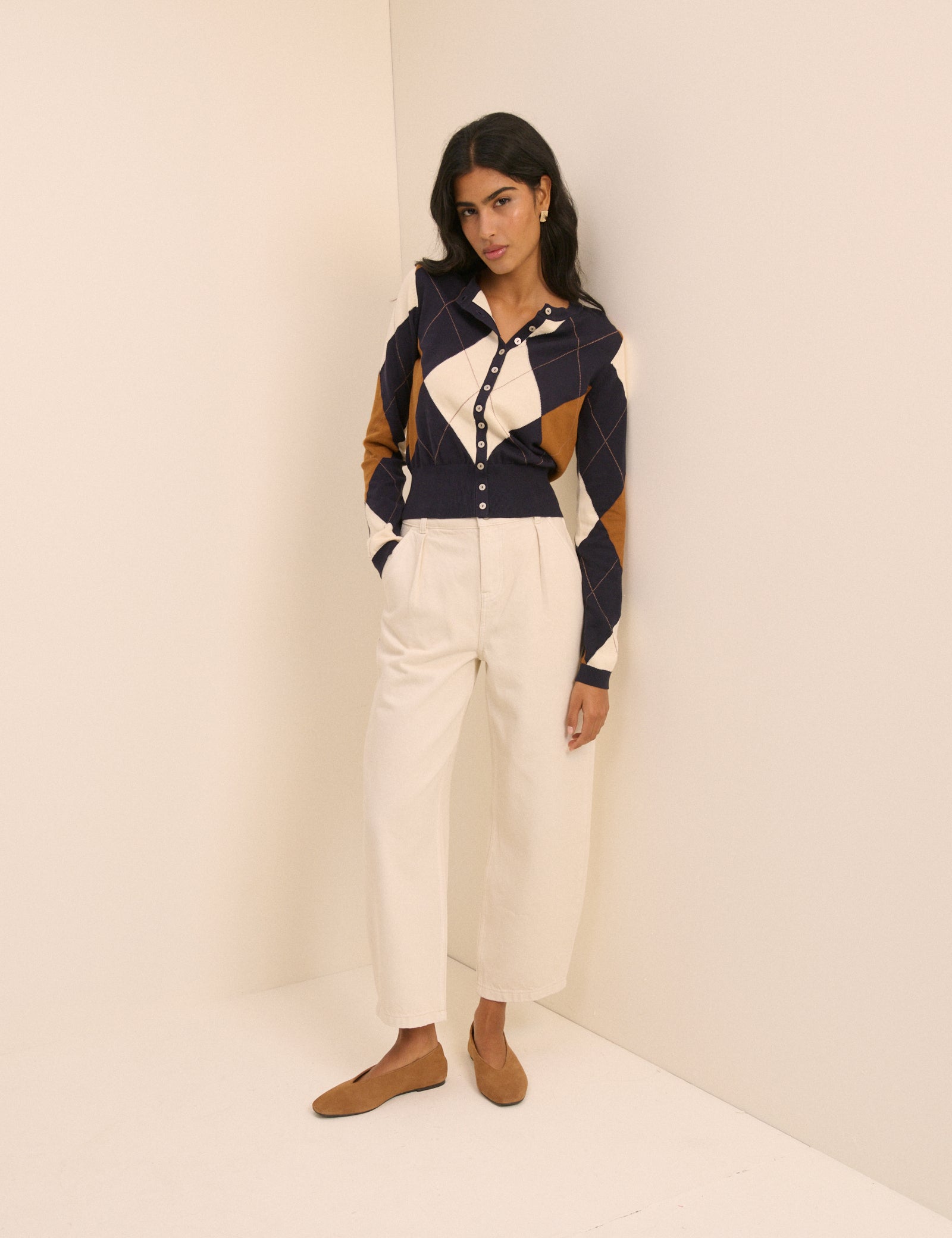 Navy Argyle Cardigan