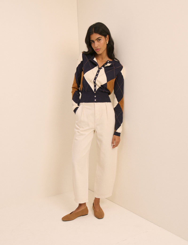 Navy Argyle Cardigan