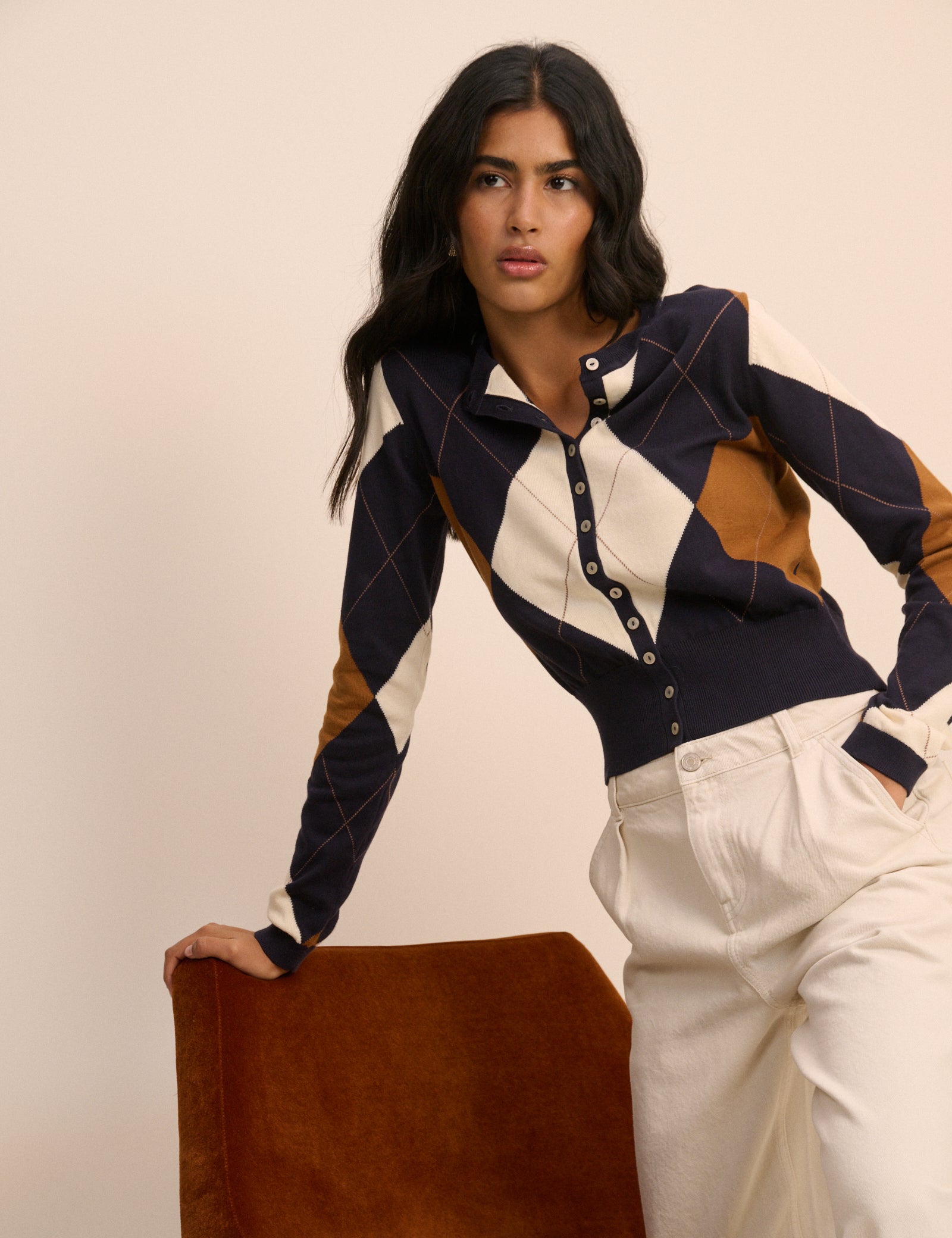 Navy Argyle Cardigan