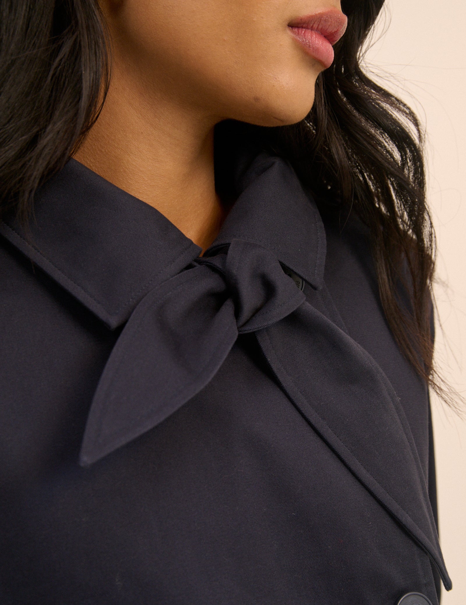 Navy Tie Trench Jacket