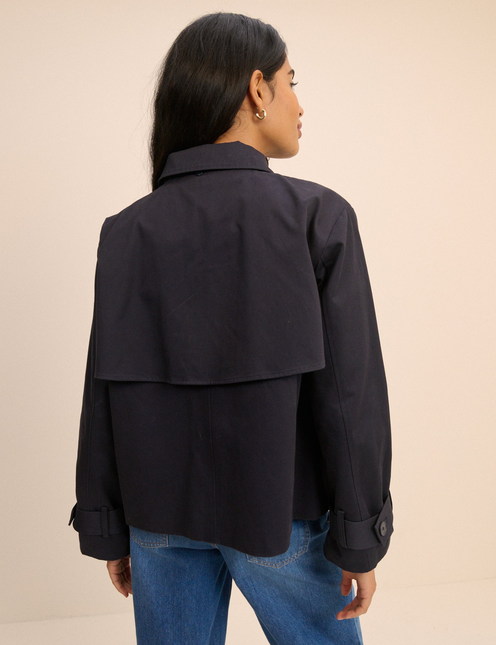 Navy Tie Trench Jacket