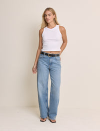 White Racer Cropped Racer Vest
