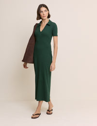 Green Clarey Polo Jersey Midi Dress